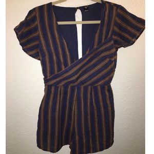 Navy Blue Wrap Romper